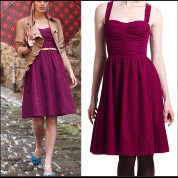 NWT Anthropologie HD In Paris Magenta Pink Suede Paca Halter Dress - Picture 1 of 16